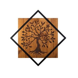 Wallity Nástěnná dřevěná dekorace TREE II hnědá/černá obraz