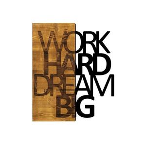 Wallity Nástěnná dřevěná dekorace WORK DREAM hnědá/černá obraz