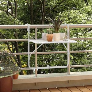 Závěsný balkónový stolek Dekorhome Bílá, Závěsný balkónový stolek Dekorhome Bílá obraz