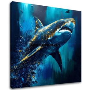 Dekorativní malba na plátně - PREMIUM ART - Shark Force in Dark Water obraz