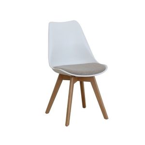 Designová židle POTTO, šedě béžová látka/bílý plast/buk obraz
