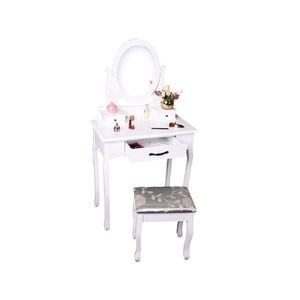Toaletní stolek HORTENZIE s taburetem, bílá/stříbrná obraz