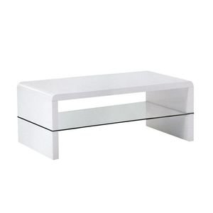 BELITUNG konferenční stolek, bílý lesk/sklo obraz