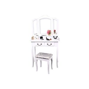 Toaletní stolek APOLÉNA s taburetem, bílá/stříbrná obraz