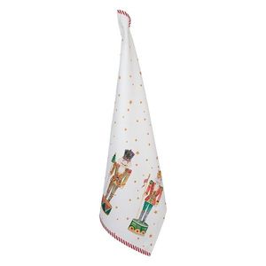 Bílá bavlněná utěrka s louskáčky Happy Little Christmas - 50*70 cm HLC42-2 obraz