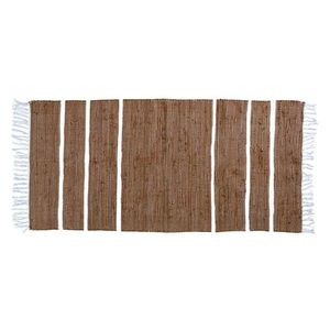 Hnědý bavlněný koberec s pruhy a třásněmi Rag walnut - 70*160 cm 16089920 (16899-20) obraz