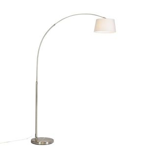 Moderní ocelová oblouková lampa s bílým látkovým stínidlem - Arc Basic obraz
