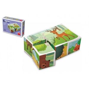 Kostky kubus Lesní zvířátka dřevo 6ks v krabičce obraz