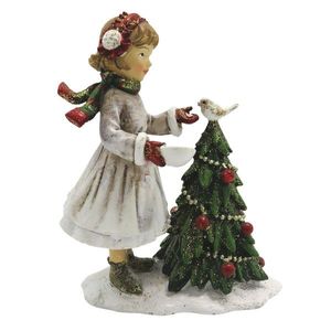 Dekorace děvče s vánočním stromečkem - 9*5*12 cm 6PR2786 obraz