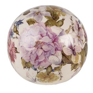 Keramická dekorační koule s květy Lovely Flowers M - Ø12*11 cm 6CE1560M obraz