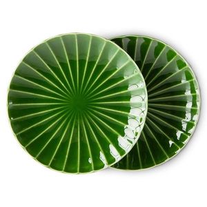 Set 2ks zelený keramický dezertní talíř s vroubky The Emeralds - Ø 22*2, 8cm ACE7012 obraz