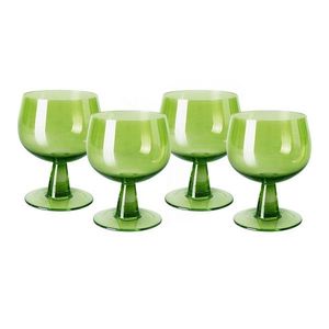 Set 4ks zelená lim sklenice na víno na nízké noze The Emeralds - Ø 8*11cm/ 250ml AGL4473 obraz