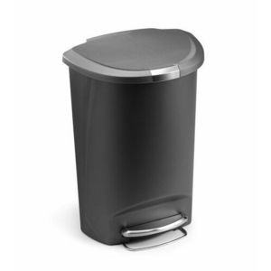 Pedálový odpadkový koš Simplehuman – 50 l, půlkulatý, plast, šedý obraz