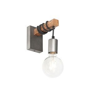 Průmyslová nástěnná lampa ocel se dřevem - Gallow obraz
