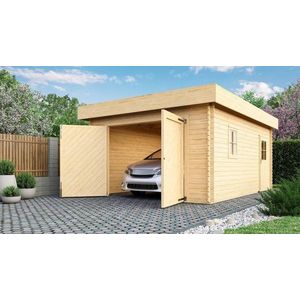 Dřevěná garáž FLACHDACH Dekorhome obraz