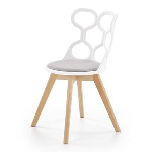 Židle K308 polypropylen/dřevo/látka bílá/šedá obraz