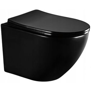 MEXEN/S Lena Závěsná WC mísa včetně sedátka s slow-slim, z duroplastu, černá matná 30221085 obraz