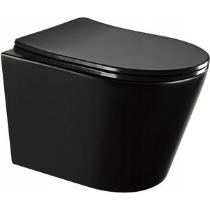 MEXEN/S Rico Závěsná WC mísa Rimless včetně sedátka s slow-slim, Duroplast, černá mat 30721085 30721085 obraz