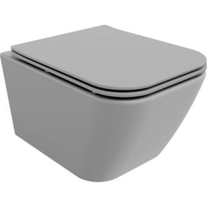 MEXEN Madox Závěsná WC mísa Rimless včetně sedátka s slow, Duroplast, světle šedá mat 30154061 obraz
