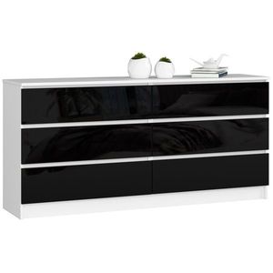 Ak furniture Komoda Rollo V 160, 4 cm bílá/černá lesklá obraz