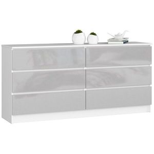 Ak furniture Komoda Rollo V 160, 4 cm bílá/šedá lesklá obraz