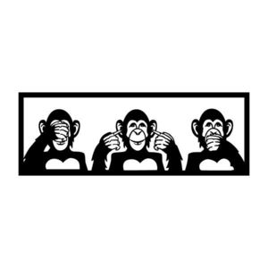 Wallity Nástěnná dekorace Three Monkeys černá - M obraz