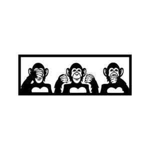 Wallity Nástěnná dekorace Three Monkeys černá - S obraz
