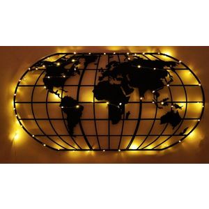 Wallity Nástěnná dekorace World Map Globe Led černá obraz
