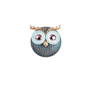 Wallity Nástěnná kovová dekorace OWL II modrá/měděná obraz