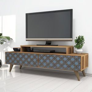 Kalune Design TV stolek CITY 140 cm ořech/modrý obraz