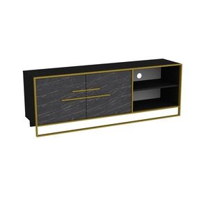 Kalune Design TV stolek POLKA 160 cm černý/zlatý obraz