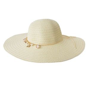 Béžový sluneční dámský klobouk s řetízkem - 57 cm JZHA0036 obraz