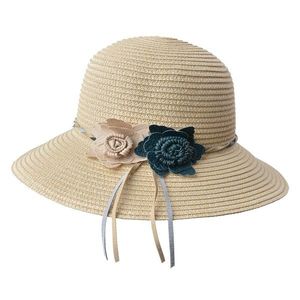 Béžový sluneční dámský klobouk s květy JZHA0078 obraz