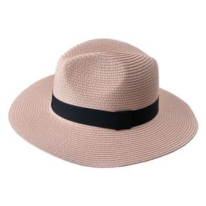 Růžový dámský sluneční klobouk se zdobnou stuhou JZHA0083P obraz