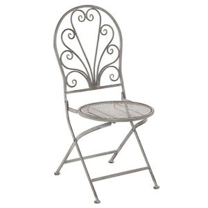Kovová greige skládací židle se srdíčkovými ornamenty Heartina - 42*52*93 cm 20372 obraz