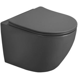 MEXEN Závěsná WC mísa včetně sedátka s slow-slim černá matná 302 obraz