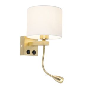 Nástěnná lampa ve stylu art deco zlatá s bílým odstínem - Brescia obraz