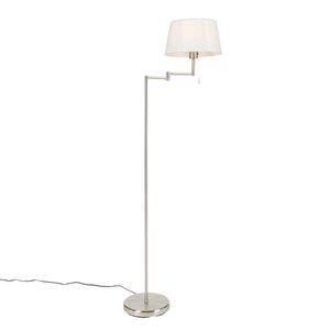 Klasická stojací lampa z oceli s nastavitelným bílým stínidlem - Ladas obraz