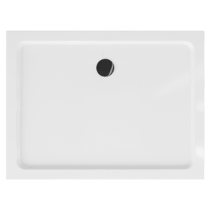 Obdélníková sprchová vanička MEXEN FLAT SLIM 130x100 cm bílá + černý sifon obraz