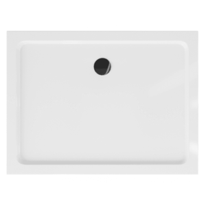 Obdélníková sprchová vanička MEXEN FLAT SLIM 140x90 cm bílá + černý sifon obraz