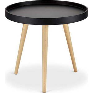 Černý odkládací stolek s nohami z bukového dřeva Furnhouse Opus, Ø 50 cm obraz