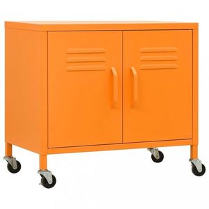 Plechová skříňka s kolečky Dekorhome Oranžová, Plechová skříňka s kolečky Dekorhome Oranžová obraz