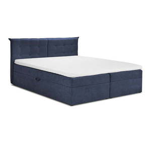 Tmavě modrá boxspring postel s úložným prostorem 200x200 cm Echaveria – Mazzini Beds obraz