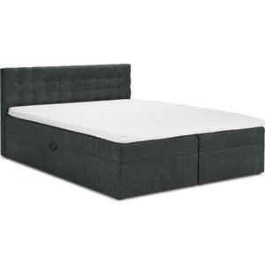 Tmavě šedá boxspring postel s úložným prostorem 200x200 cm Jade – Mazzini Beds obraz