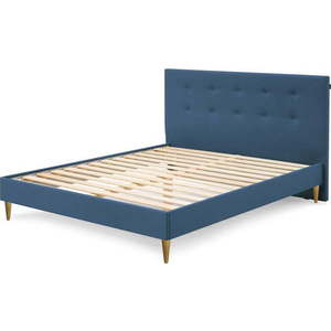 Modrá čalouněná dvoulůžková postel s roštem 180x200 cm Rory – Bobochic Paris obraz