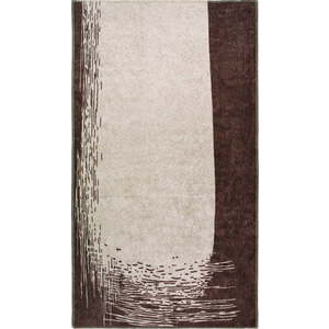 Tmavě hnědo-krémový pratelný koberec 80x50 cm - Vitaus obraz