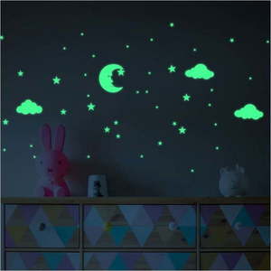 Svítící samolepky na zeď Ambiance Moon and Clouds obraz