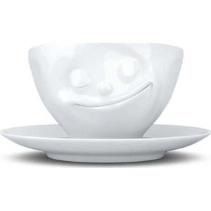 Bílý porcelánový šálek na kávu 58products Happy, objem 200 ml obraz