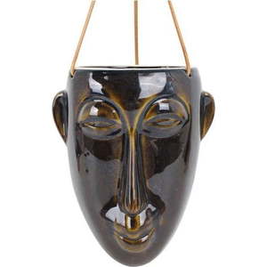 Tmavě hnědý závěsný květináč PT LIVING Mask, výška 22, 3 cm obraz