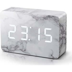 Šedý budík v mramorovém dekoru s bílým LED displejem Gingko Brick Click Clock obraz